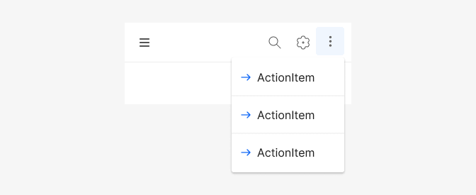 Navigation topbar action menu