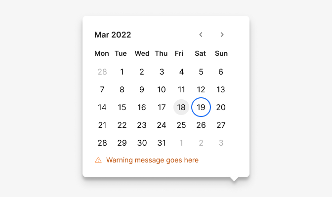 example of informational warning (inline messages)